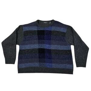 Vintage Segreto Italian Wool Knit Sweater Men’s XL Blue Gray Pullover Italy Made